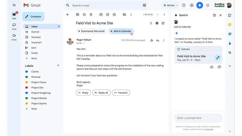 Google’s Gemini AI Brings ‘Add to Calendar’ Feature to Gmail